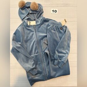 Tea Collection velour Blue Kids Matching Set